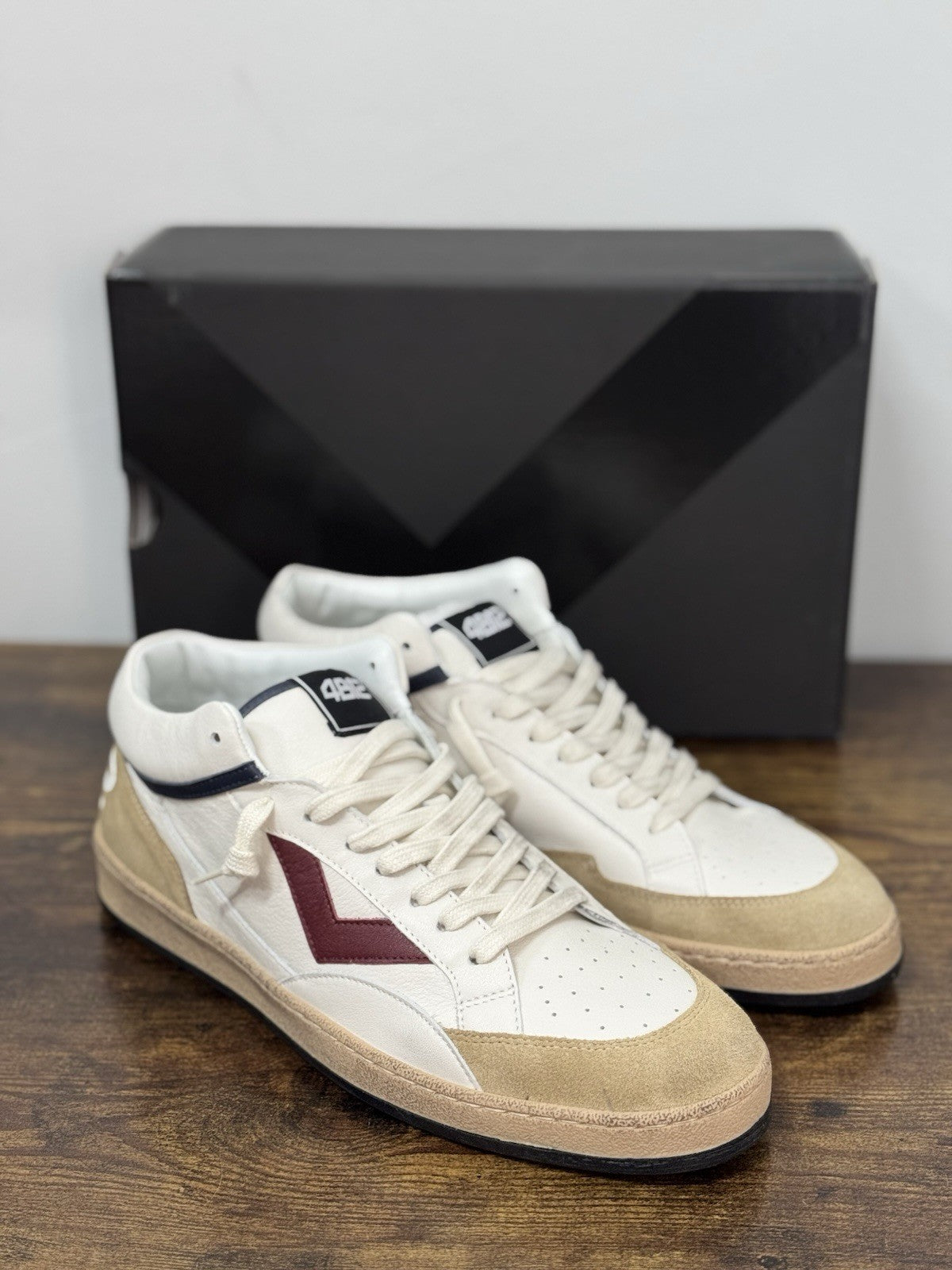 4B12 Sneaker Play New   Pelle Navy Beige Casual Uomo 43