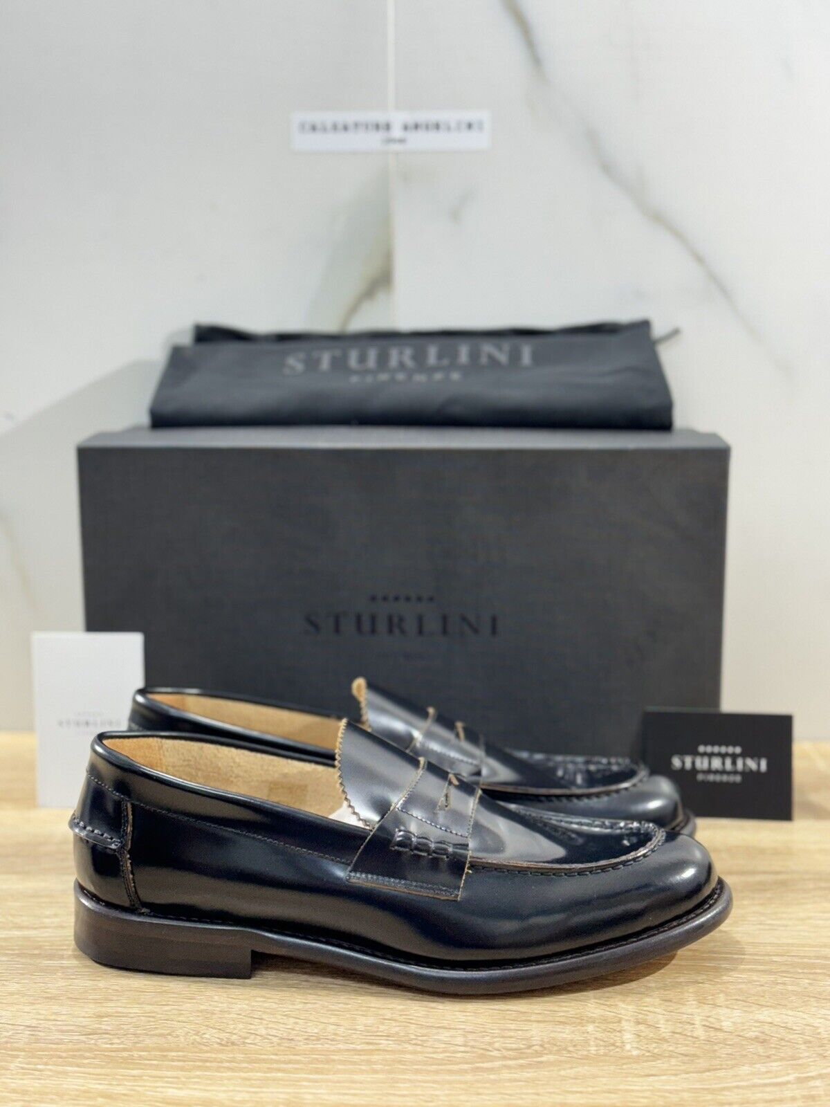 Sturlini Firenze Mocassino  Uomo Pelle Nero ’ Luxury Craftmanship Men 43.5