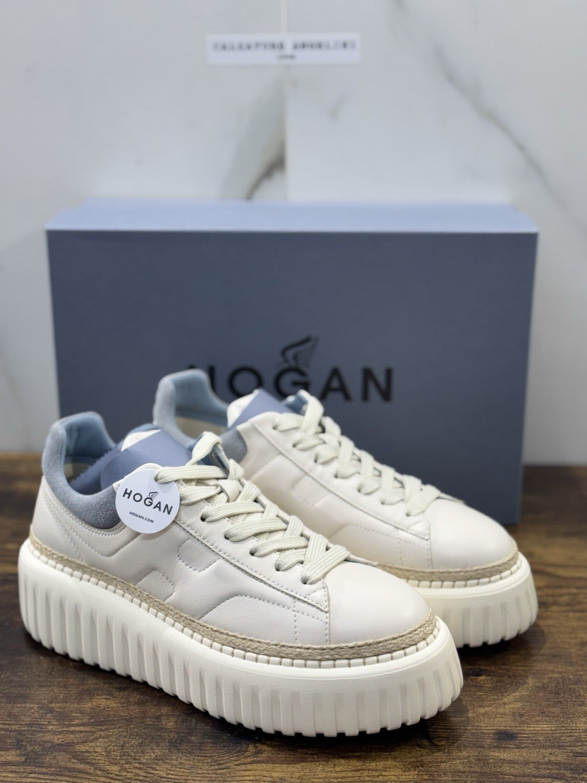 Hogan H Stripes Sneaker Pelle Bianca Zeppa   Memory Foam Scarpa Hogan Donna 37