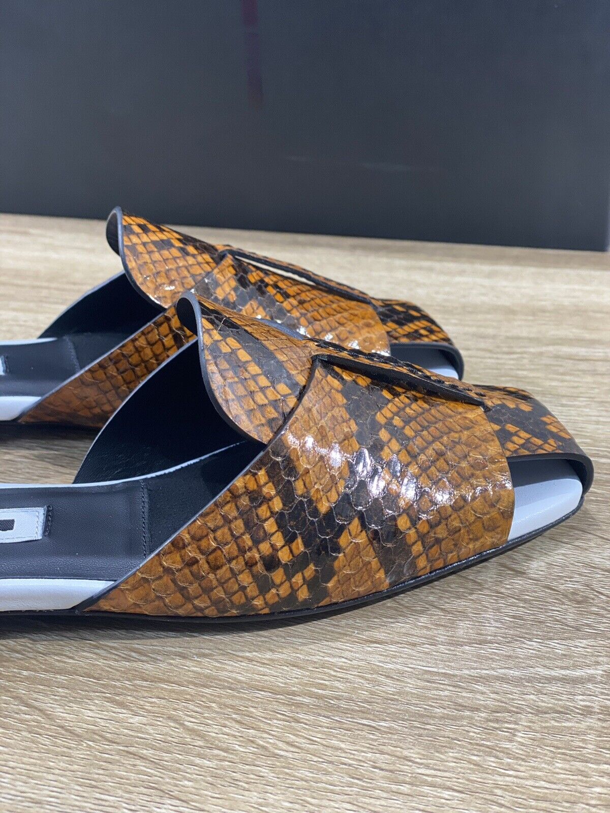 Mcq Scarpa Donna Alexander Mcqueen Sabot Pride Slip On Pelle Cognac Luxury 36