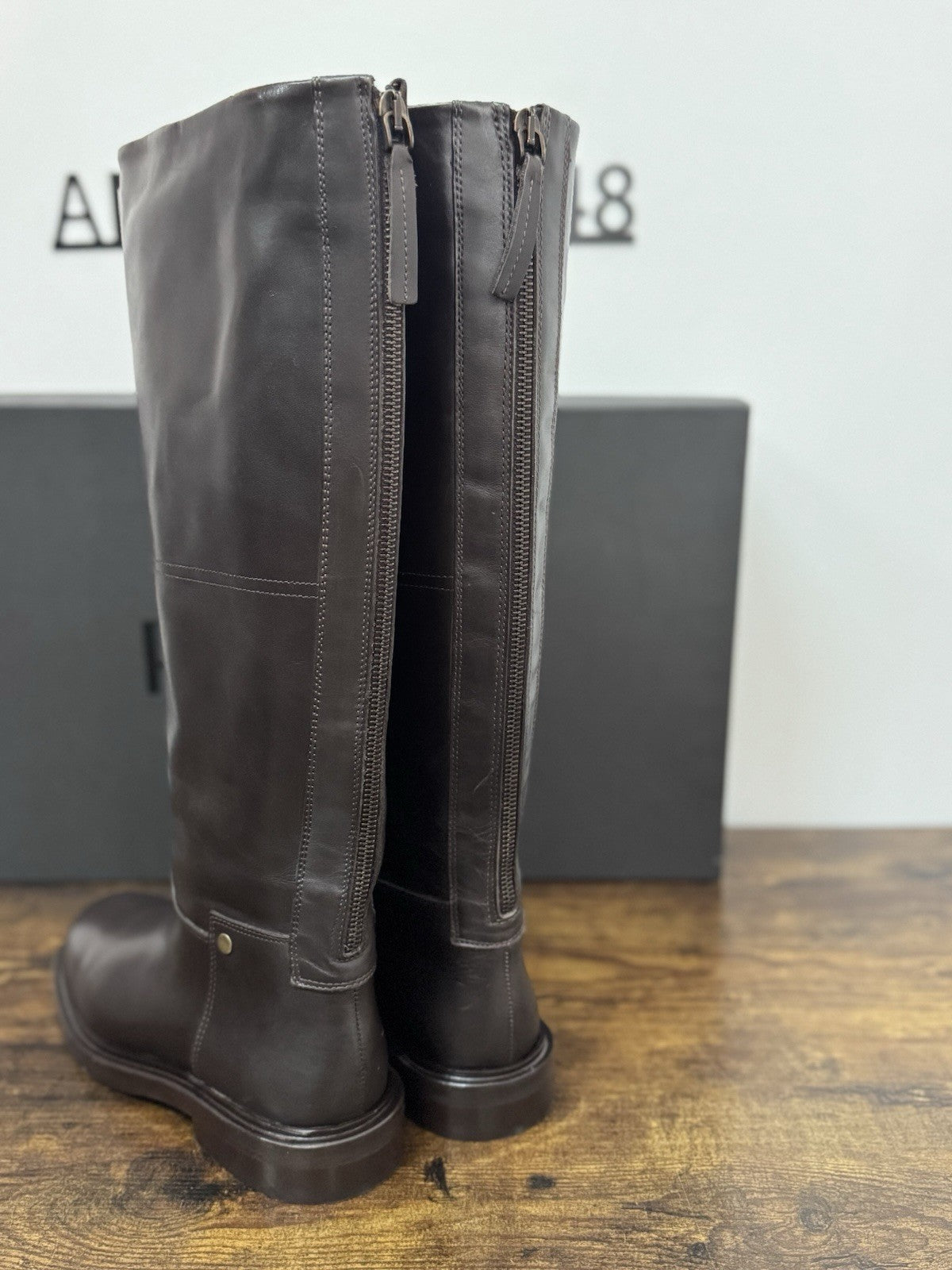 Poeve Stivale Cavallerizzo Pelle Marrone  Casual Boot Donna 38
