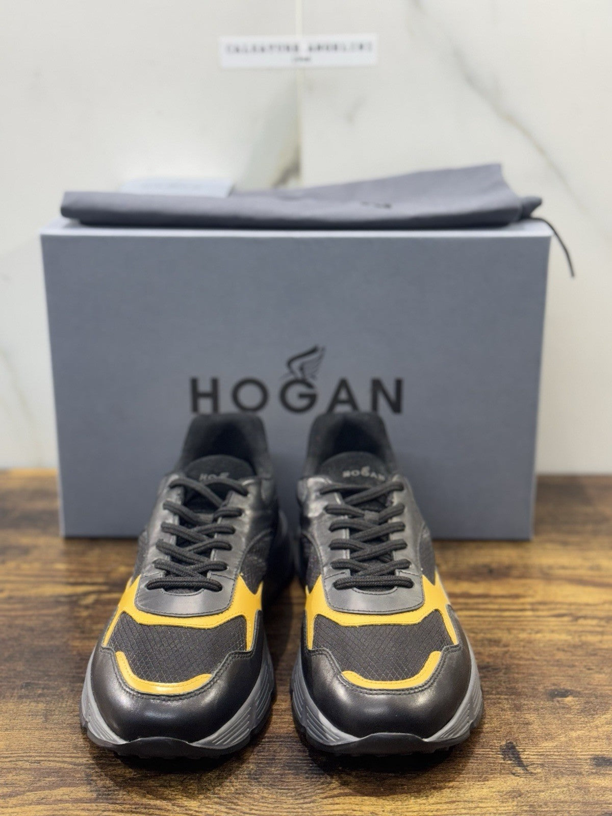 Hogan New Hyperlight Sneaker Pelle Nero Memory Foam Luxury Hogan Uomo 42