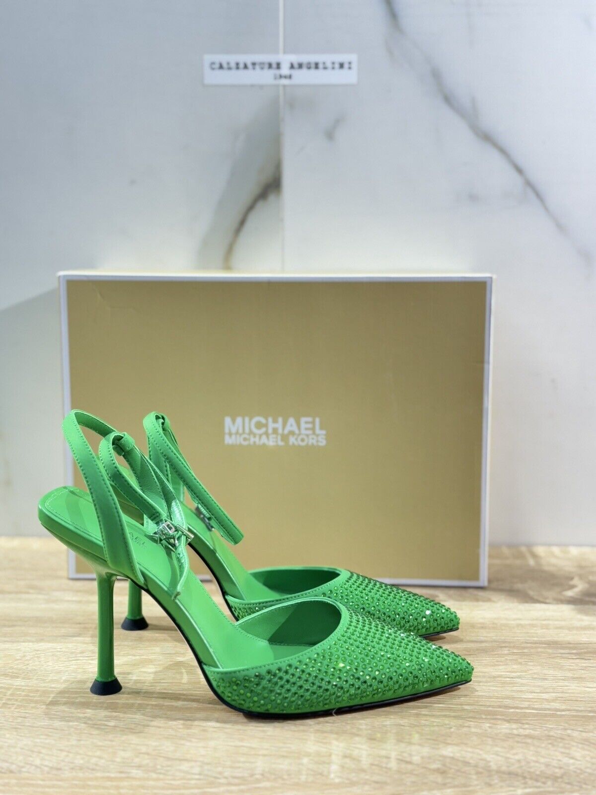 Michael Kors Imani Pump Sandalo Donna Verde Strass Michael Kors Shoes Woman 38