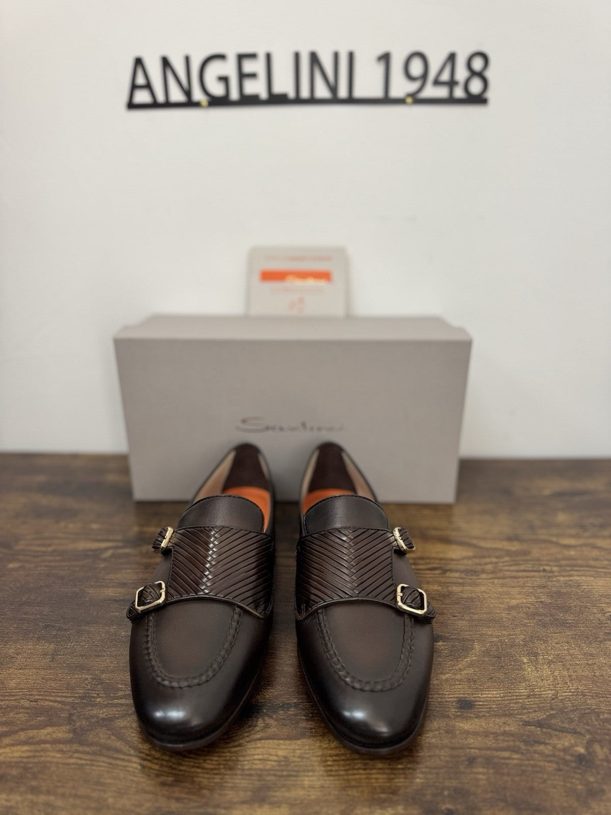 Santoni Double Buckle Goodyear Pelle Marrone  Luxury Scarpa Santoni Uomo 43