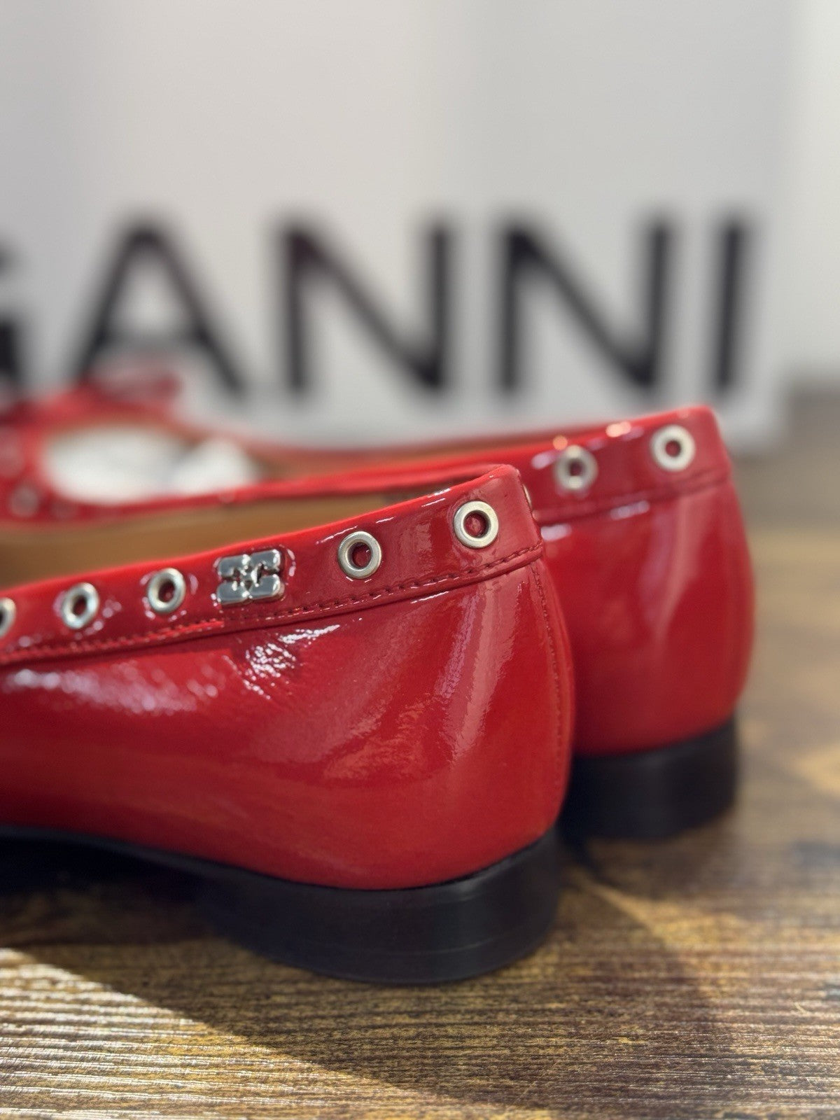 Ganni Ballerina  Rossa In Vernice Casual Ganni Scarpa Donna 36