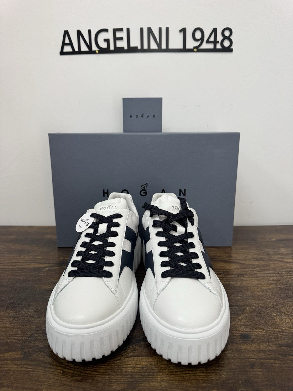 Hogan H-stripes New H Band Pelle Bianca Blu  Memory Foam Scarpa Hogan Uomo 43