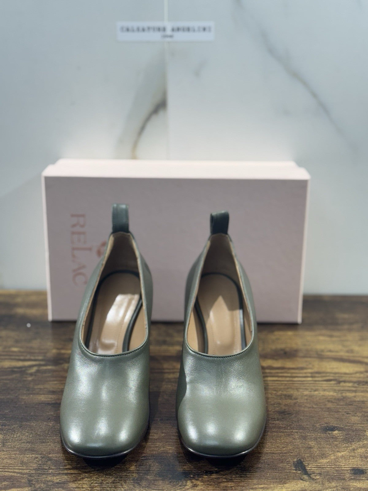 Relac Décolleté Donna Pelle Verdone  Luxury Woman Shoe Made In Italy 40
