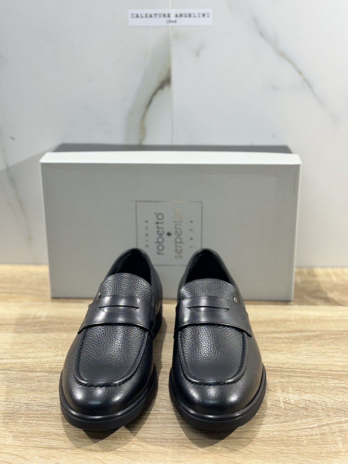 Roberto Serpentini Scarpa Uomo Mocassino Pelle Nero Luxury Handmade 44