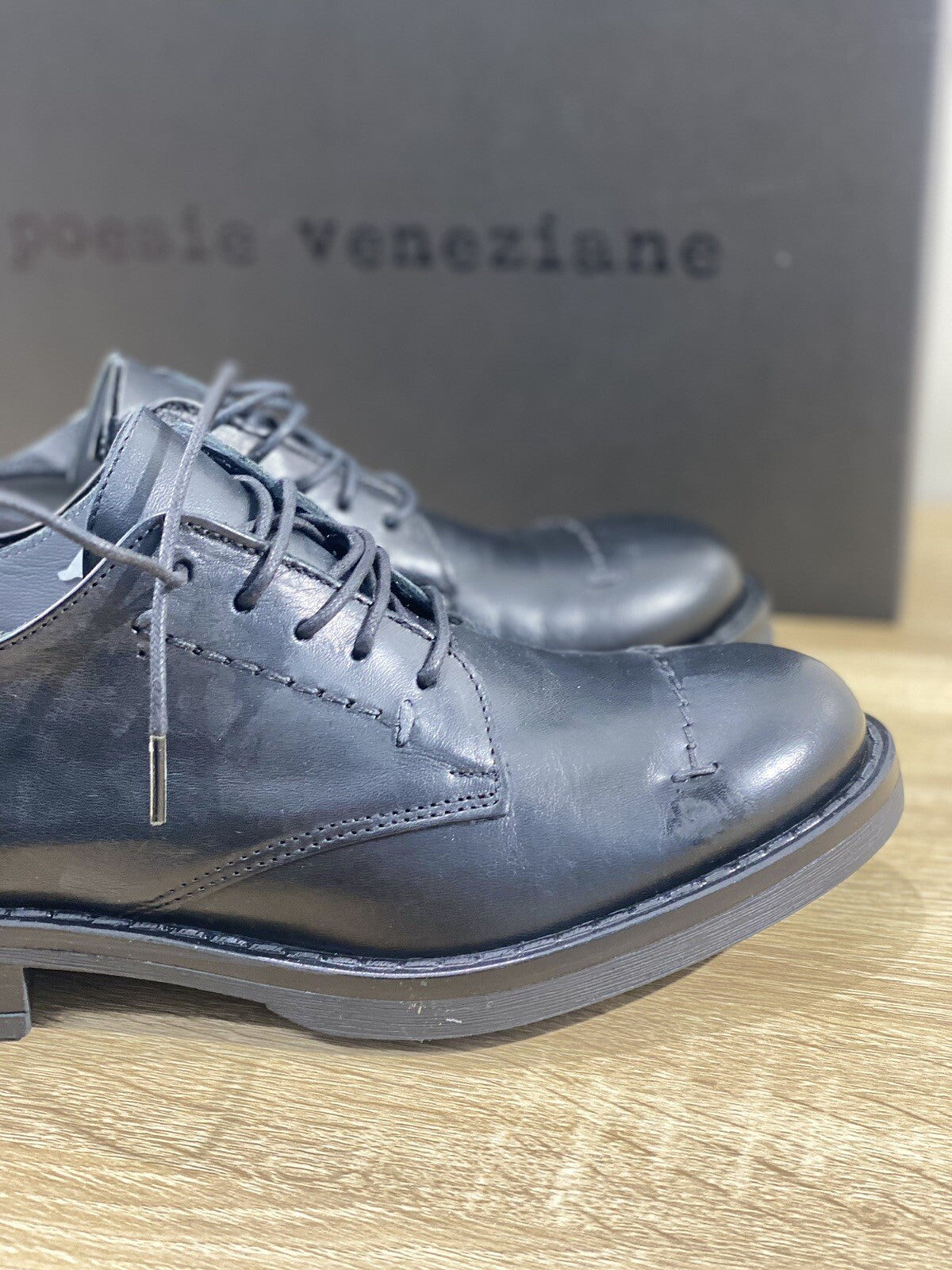 Poesie Veneziane Stringata Donna JAH53 In Pelle Nera Casual Style 36