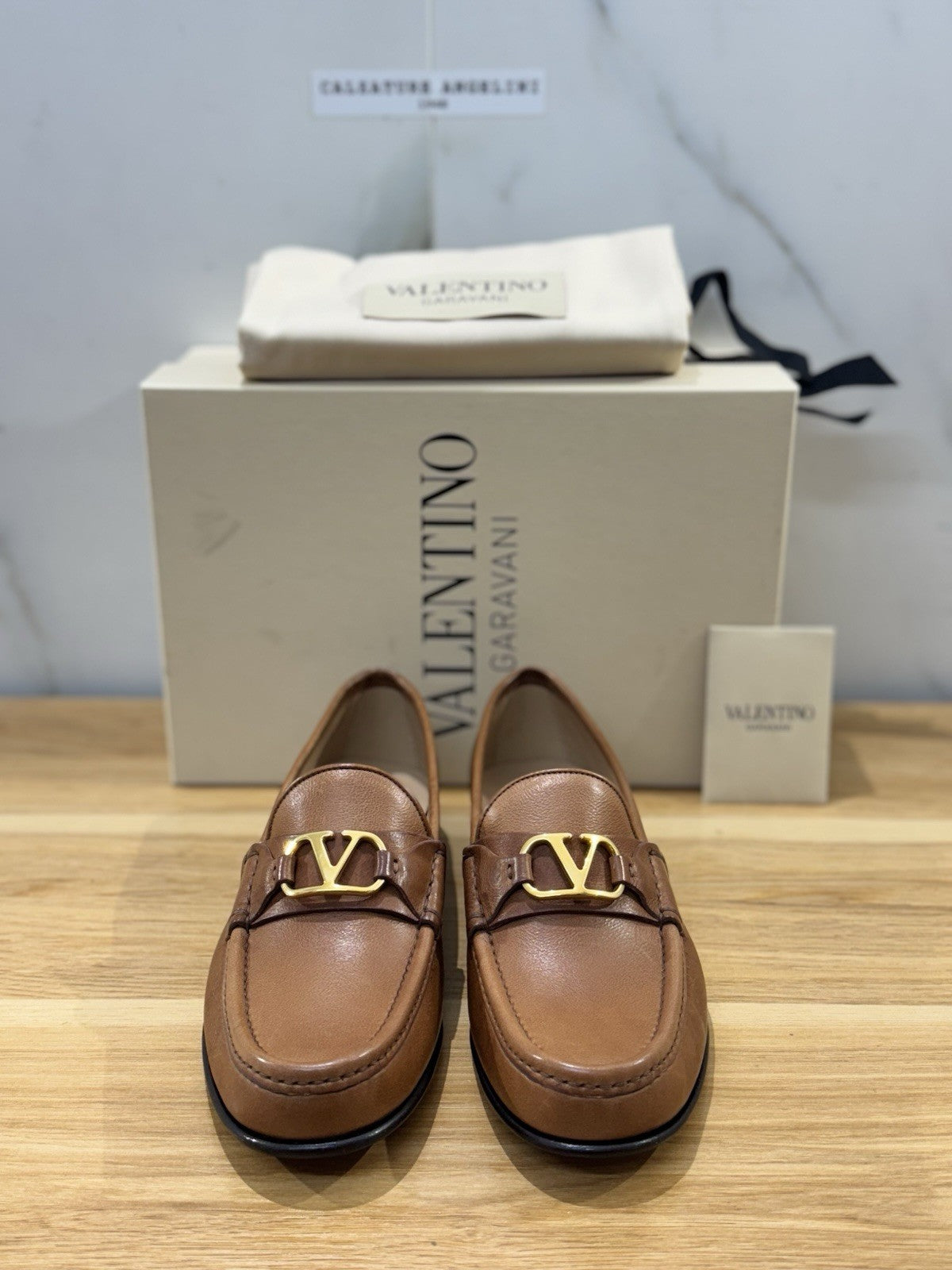 Valentino Garavani Mocassino Vlogo Signature Pelle Cuoio Luxury Donna 39