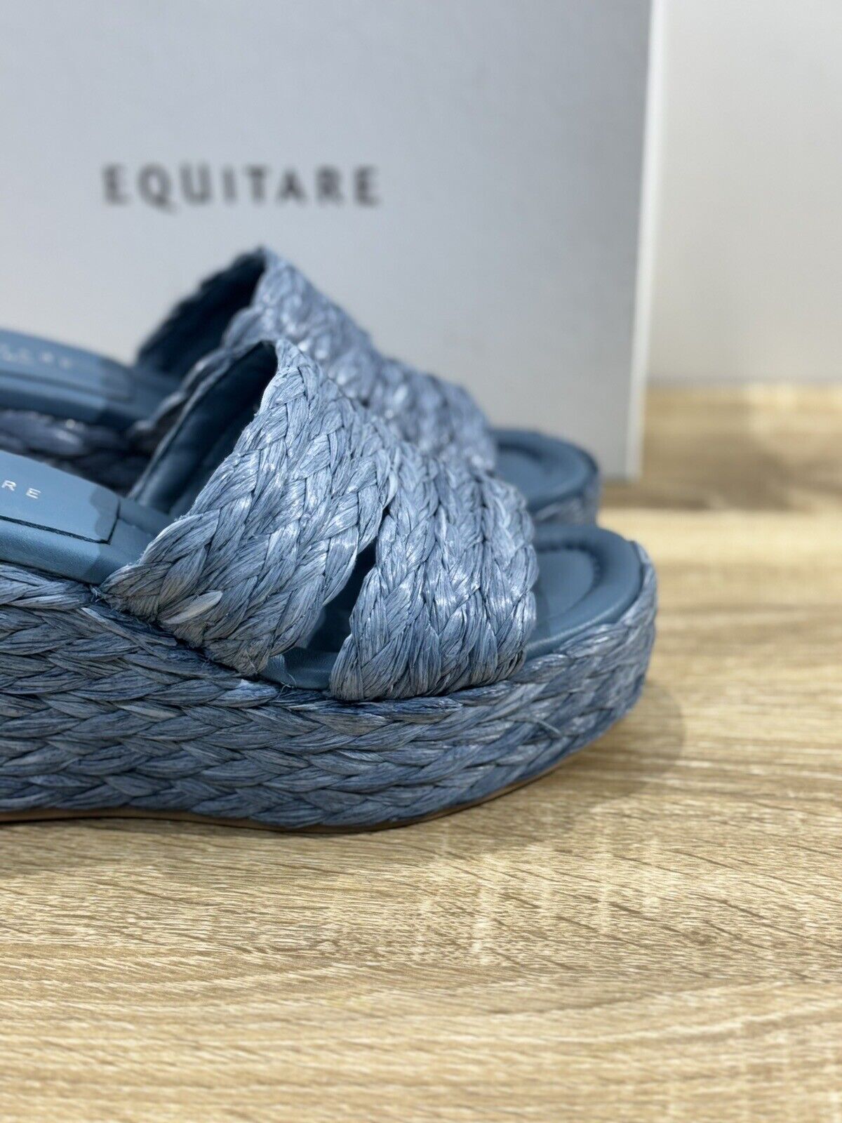 Equitare Sandalo Donna Habana Raffia Jeans   E Pelle Zeppa 39