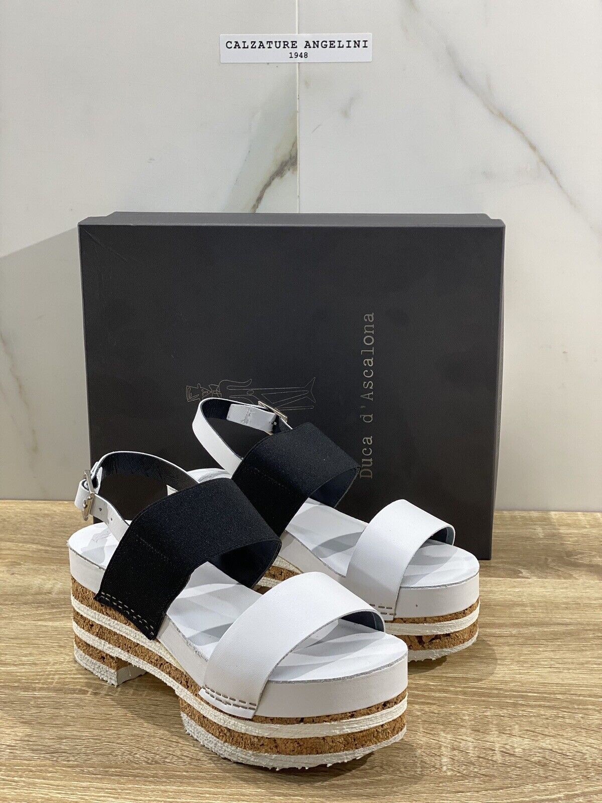 Duca D’ascalona Zoccolo Summer  Vero Sughero Donna Fatto A Mano Pelle White 36