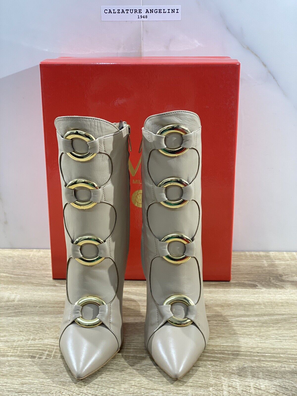 WO Milano tronchetto donna nappa miaia casual boot tacco gold luxury 38