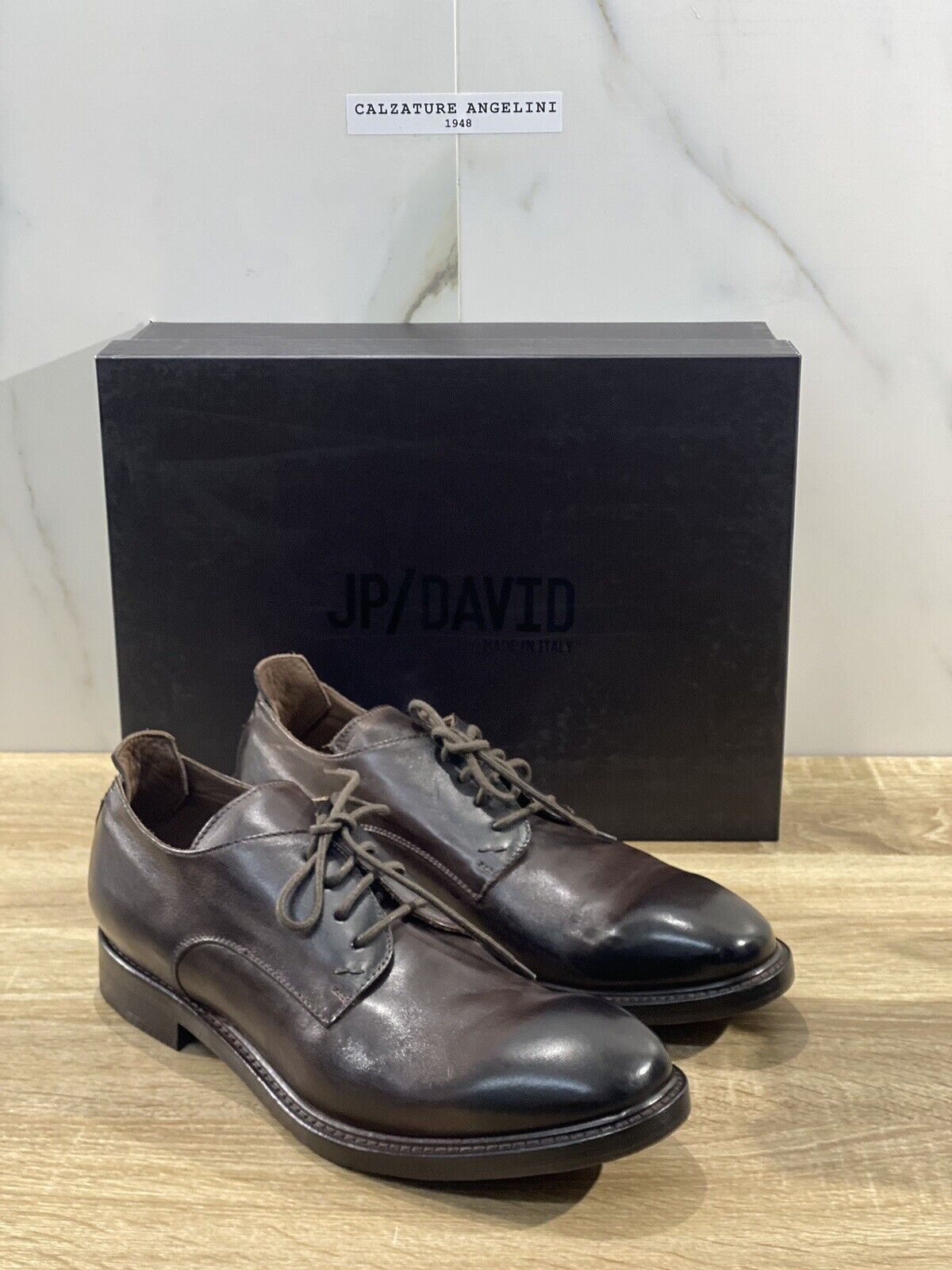 J P David derby uomo moro pelle washwd casual shoes 44