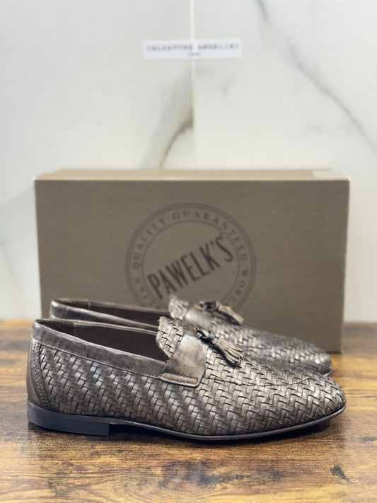 Pawelk’s Mocassino    Uomo Pelle Birch     Hand   Made  In Italy Intrecciato 40