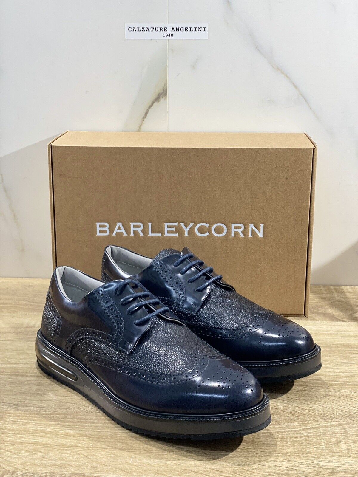 Barleycorn Air Brogue Uomo Pelle Blu Extralight Casual Men Shoes 46