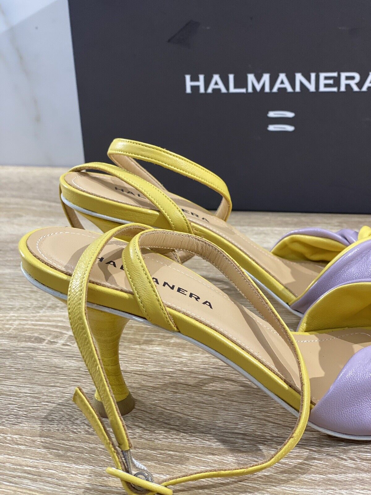 Halmanera Sandalo donna  in pelle Malva Giallo  36