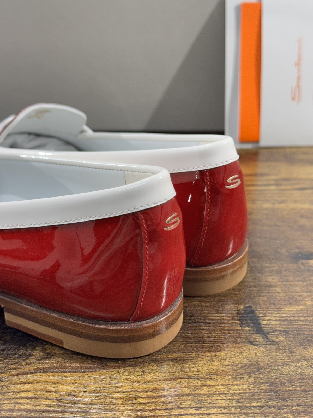 Santoni Mocassino Donna Pelle  Rosso Bicolor  Luxury Casual Loafer Santoni 36