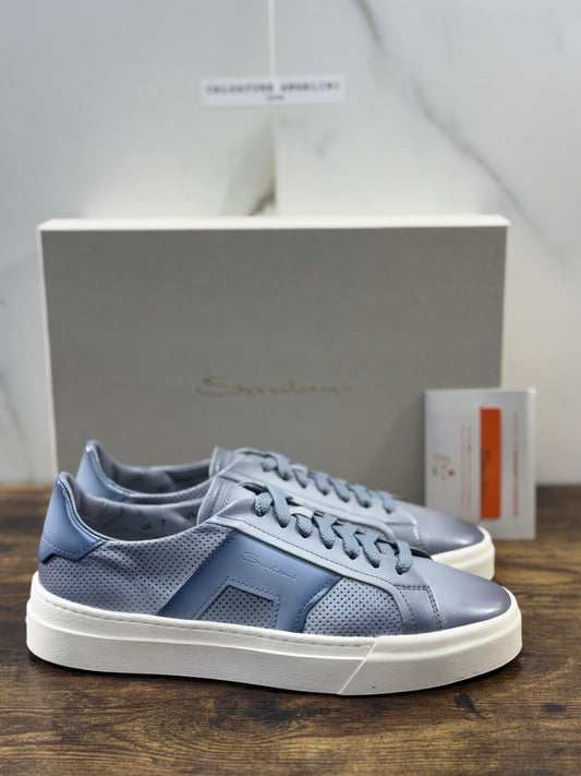 Santoni Sneaker DBS  Pelle Light Blue   Luxury Santoni Scarpe Uomo 41