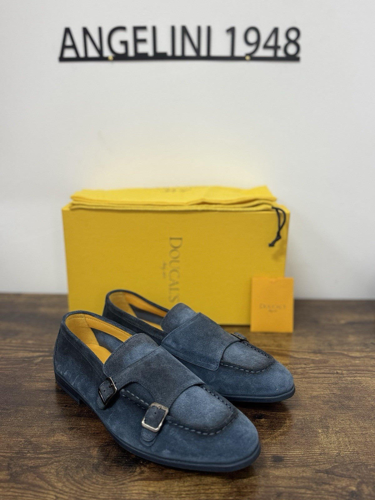 Doucal’s  Mocassino Doppia Fibbia Suede Blu  Flexible  Casual Scarpa Uomo 41