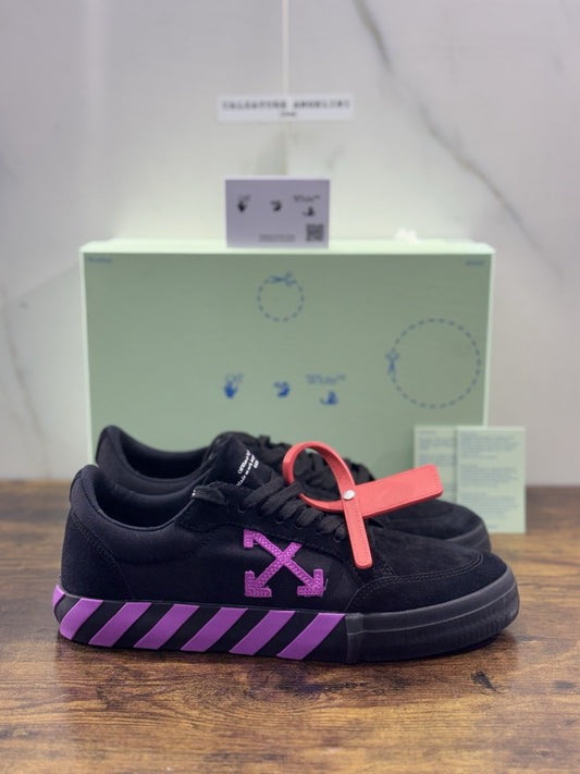 Off -white Virgil Abloh Low Vulcanized Sneakers Black Purple Icon Uomo 41
