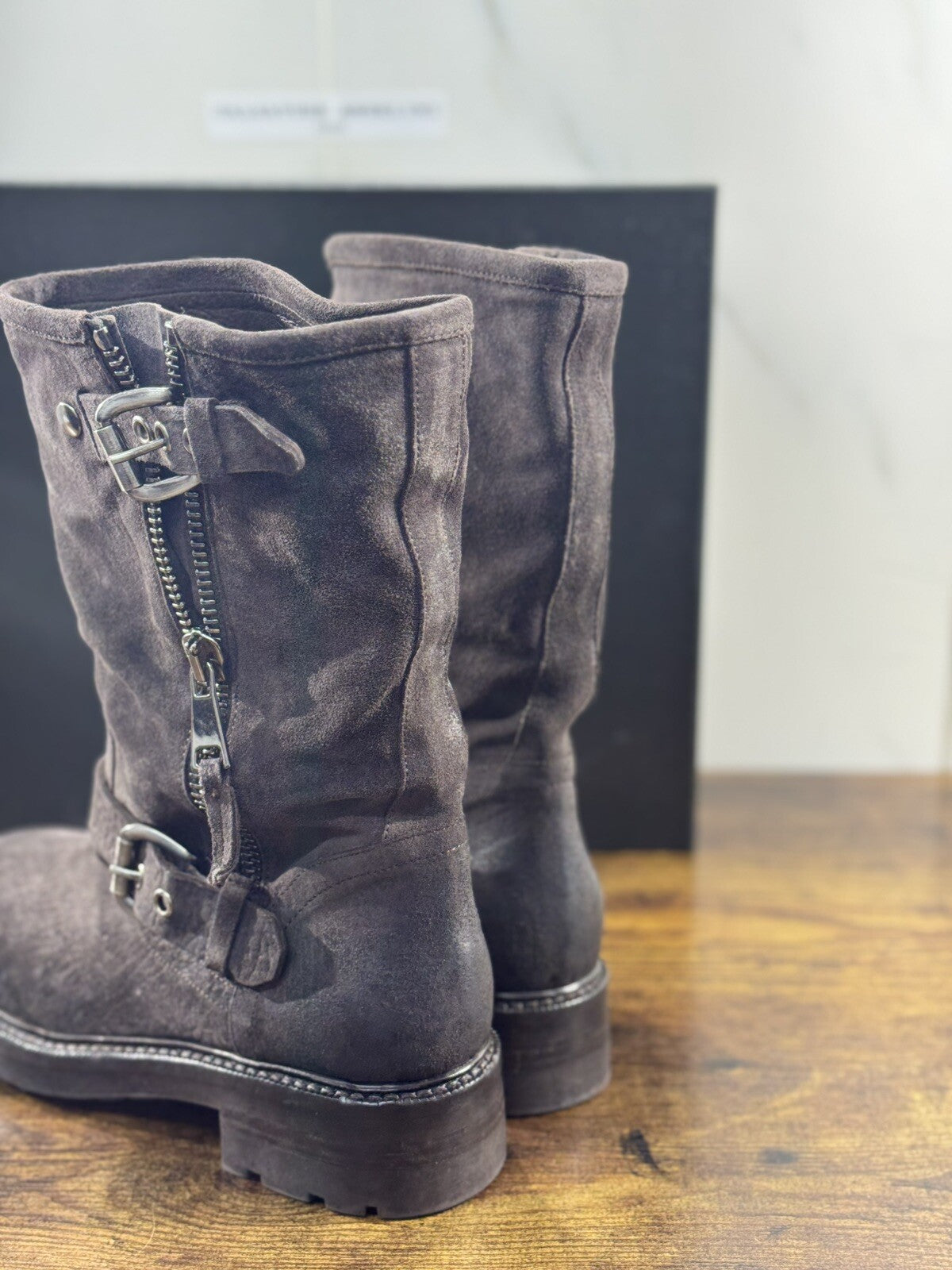 Strategia Biker   Donna A5792  Pelle T Moro  Luxury Biker Boot Woman 38