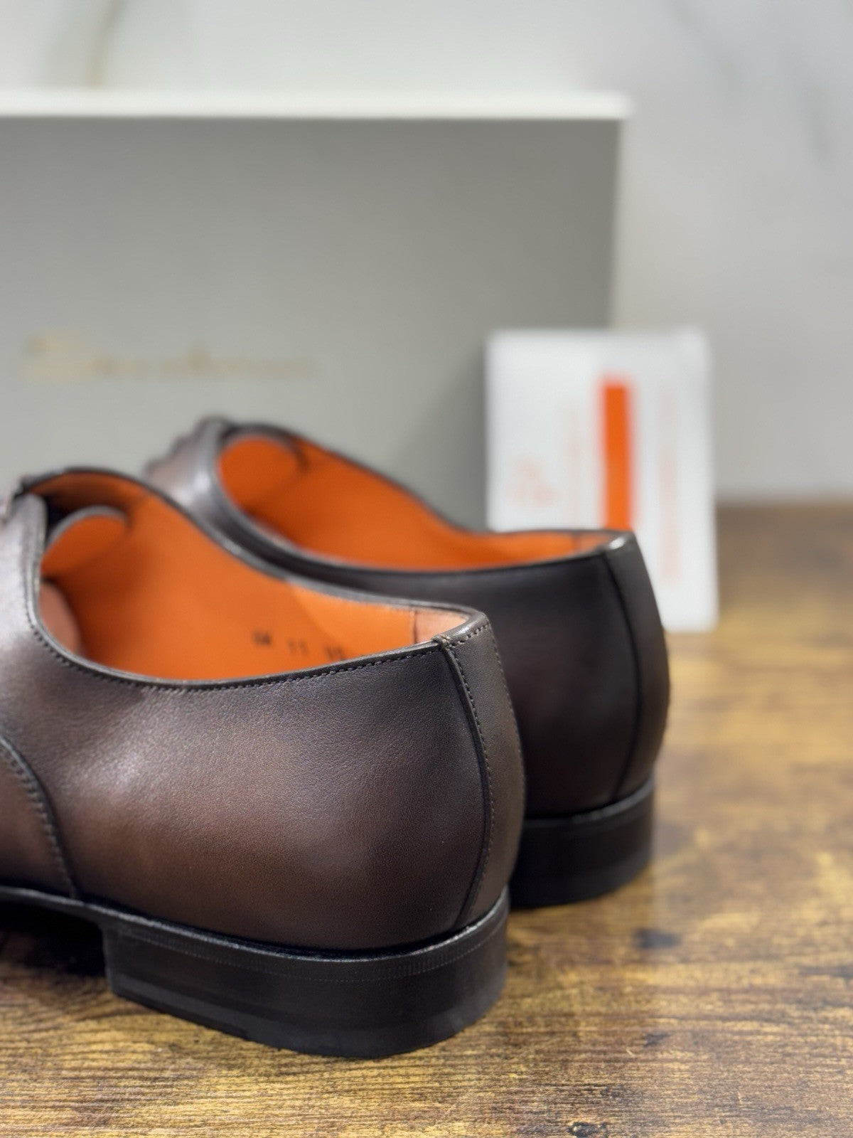 Santoni Stringata Oxford Pelle Marrone  Luxury Santoni Scarpa Uomo 45