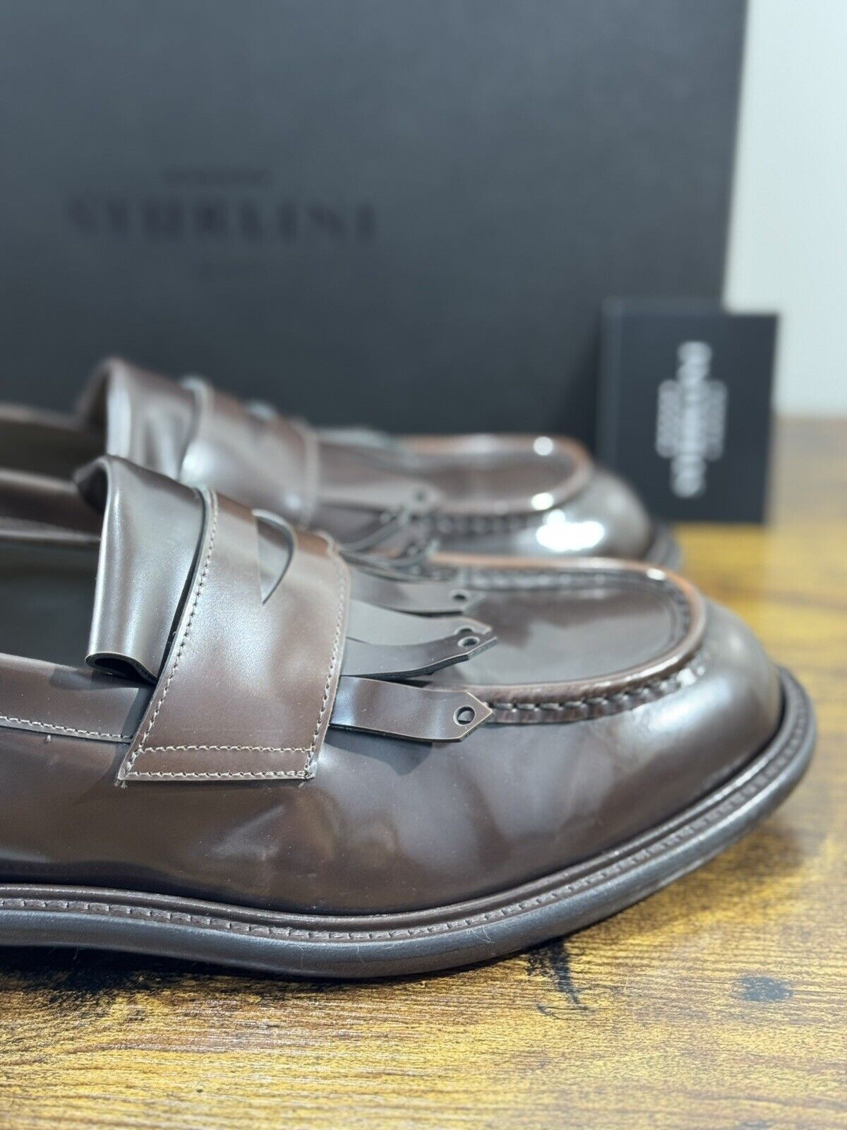 Sturlini Firenze Mocassino  Uomo Pelle Marrone Luxury Craftmanship Men 42.5