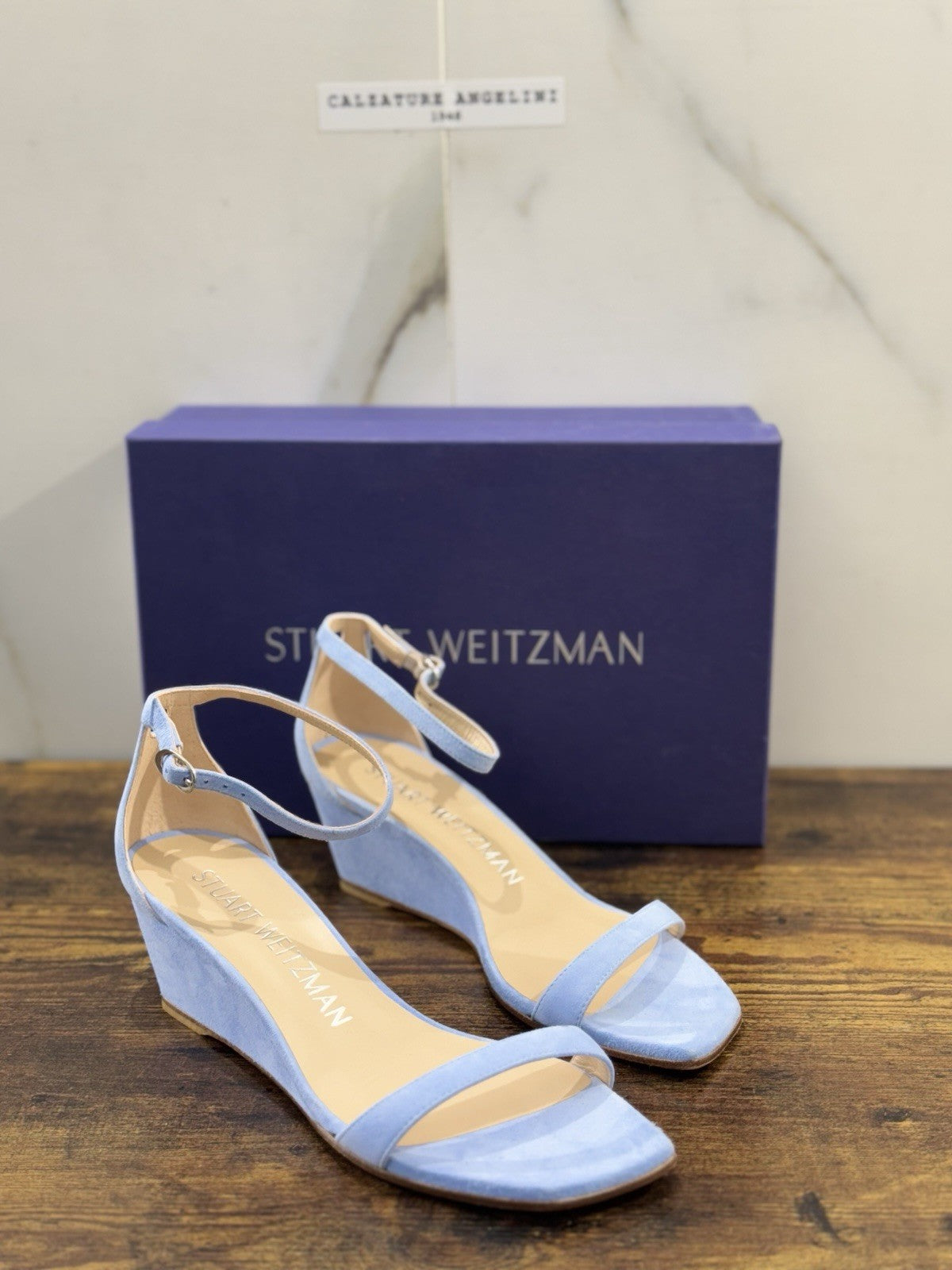 stuart weitzman Sandalo 50 Wedge   Suede Celeste   Luxury Woman  Donna 36.5