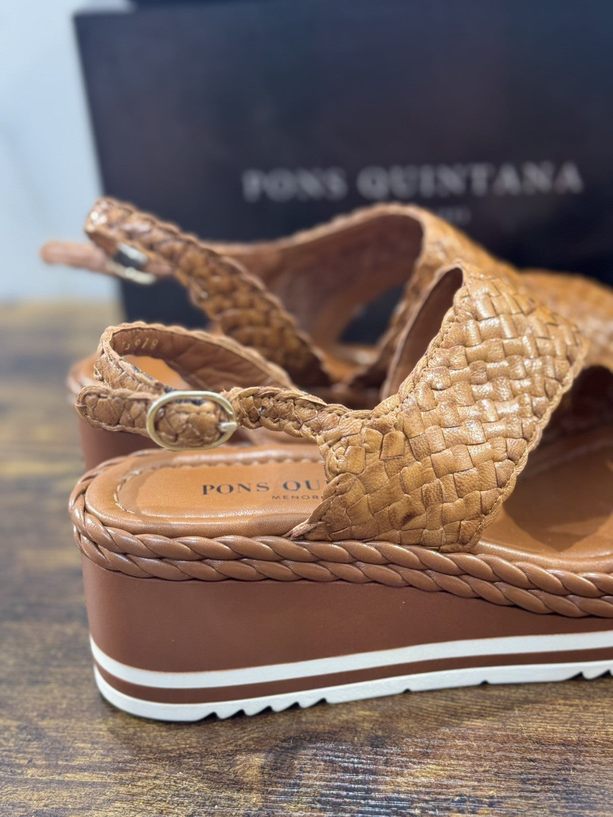Pons Quintana Sandalo Padova  Donna   Pelle  Cuoio      Handmade Con Zeppa 40