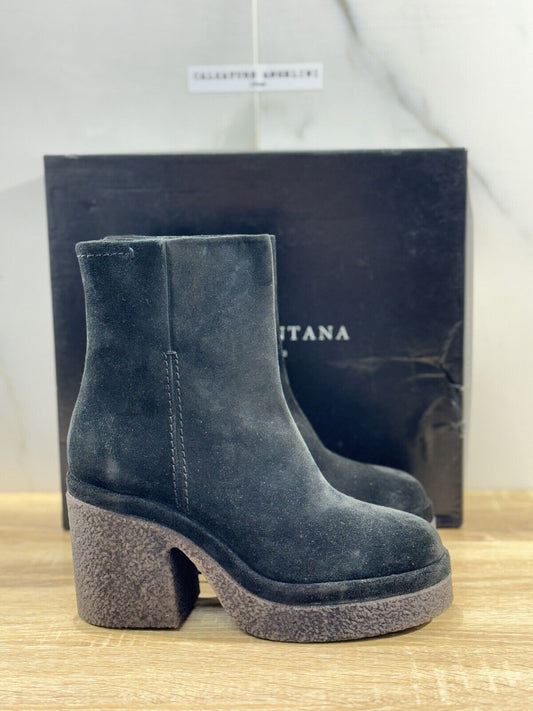 Pons Quintana Stivaletto Donna Esther Suede Nero Con Tacco Luxury Boot 39