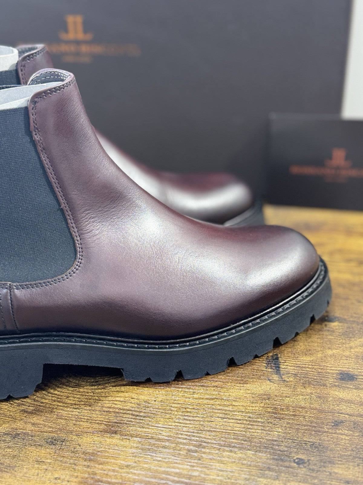 Rossano Bisconti Chelsea Boot Uomo  Pelle Burgundy   Fully Made In Italy 42.5