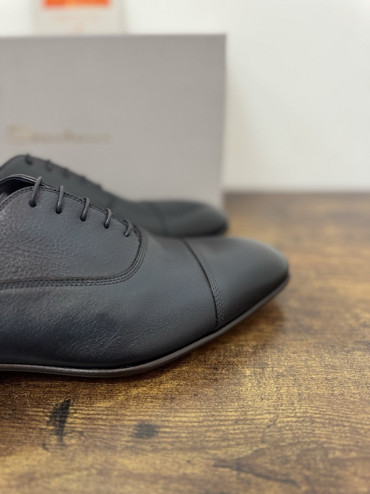 Santoni Stringata In Pelle Di Cervo  Blu Goodyear Luxury Scarpa Santoni Uomo 44