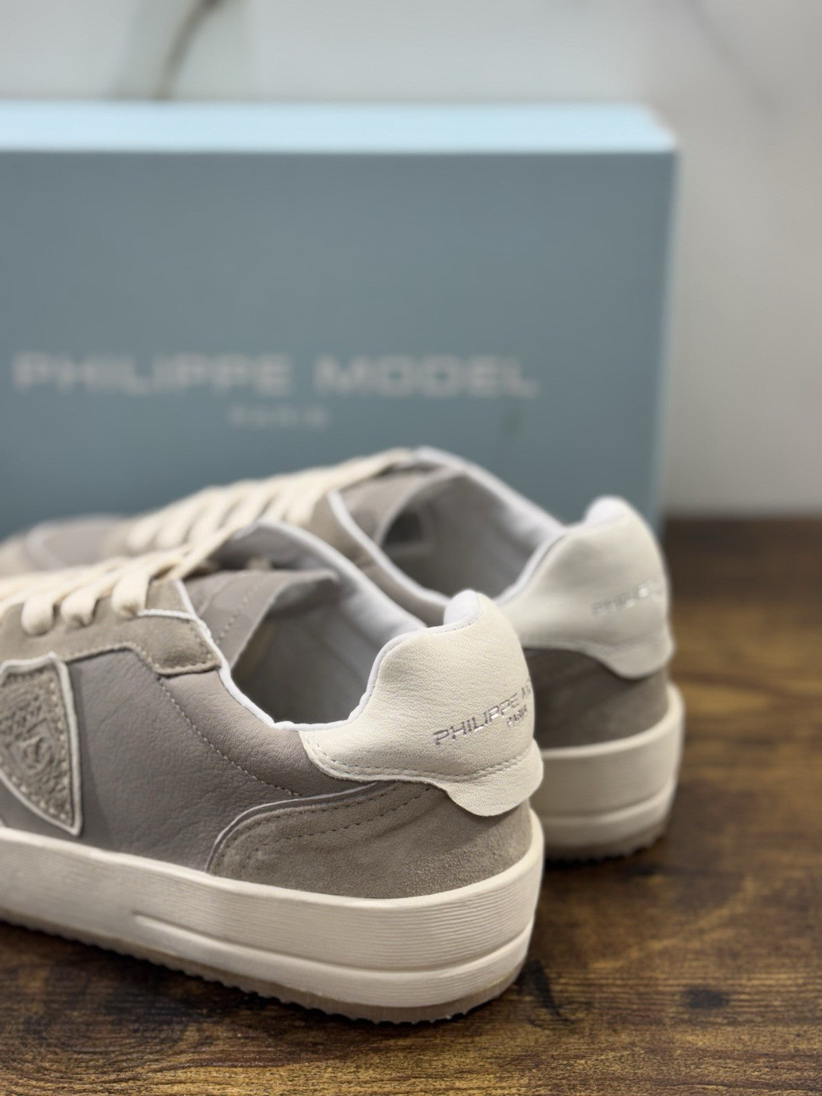 Philippe Model Nice Low Men Sneaker Uomo Pelle Grigia 43