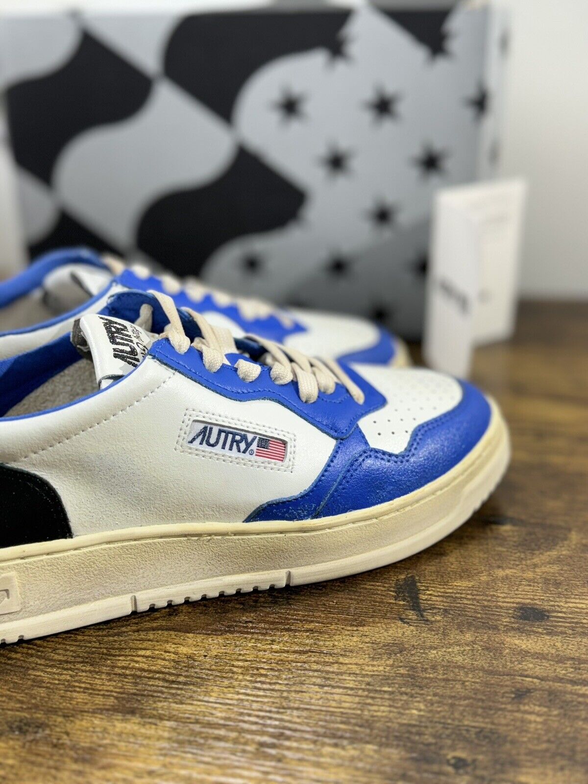 Autry Super Vintage Sneaker Uomo Pelle Bianco Blu Casual Autry Men Shoes 40