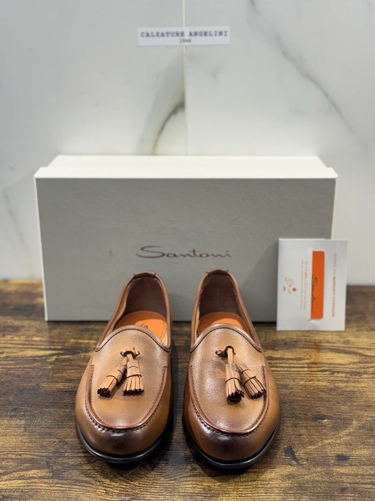 Santoni Mocassino Nappine Pelle Cuoio  Luxury Men Shoes Goodyear  Uomo 40.5