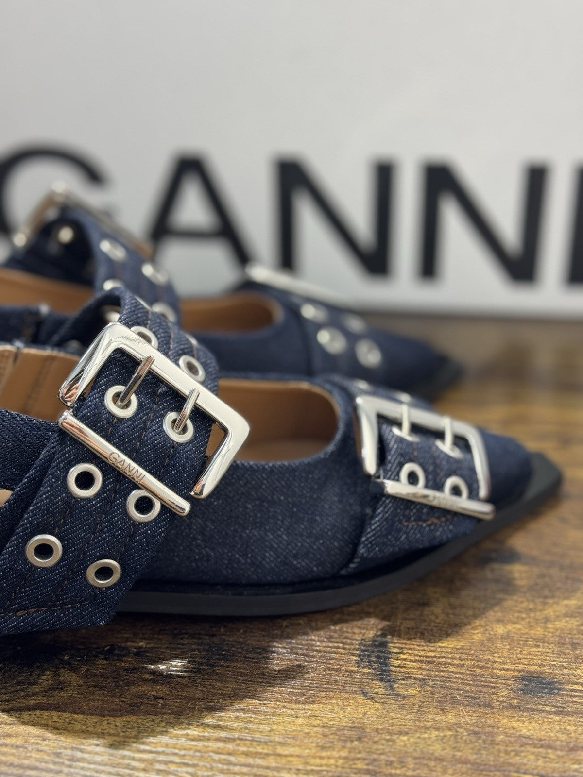 Ganni Ballerina Sling Back In Denim  Casual Ganni Scarpa Donna 37