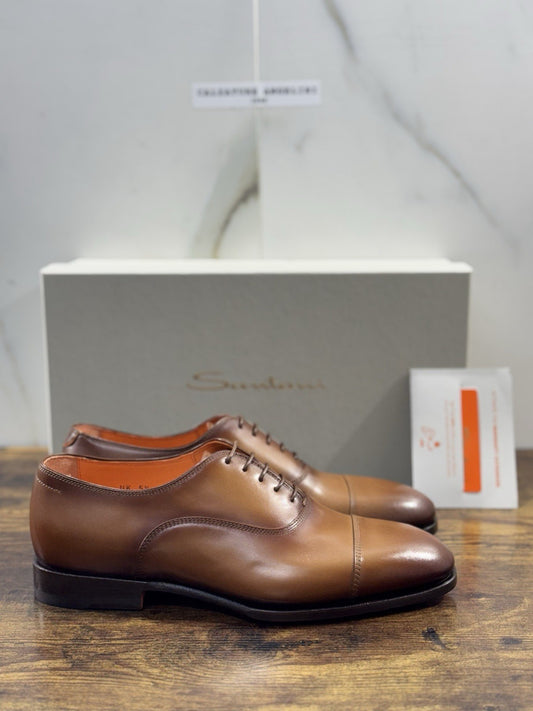 Santoni Stringata Oxford Pelle Cuoio Luxury Santoni Scarpa Uomo 39.5