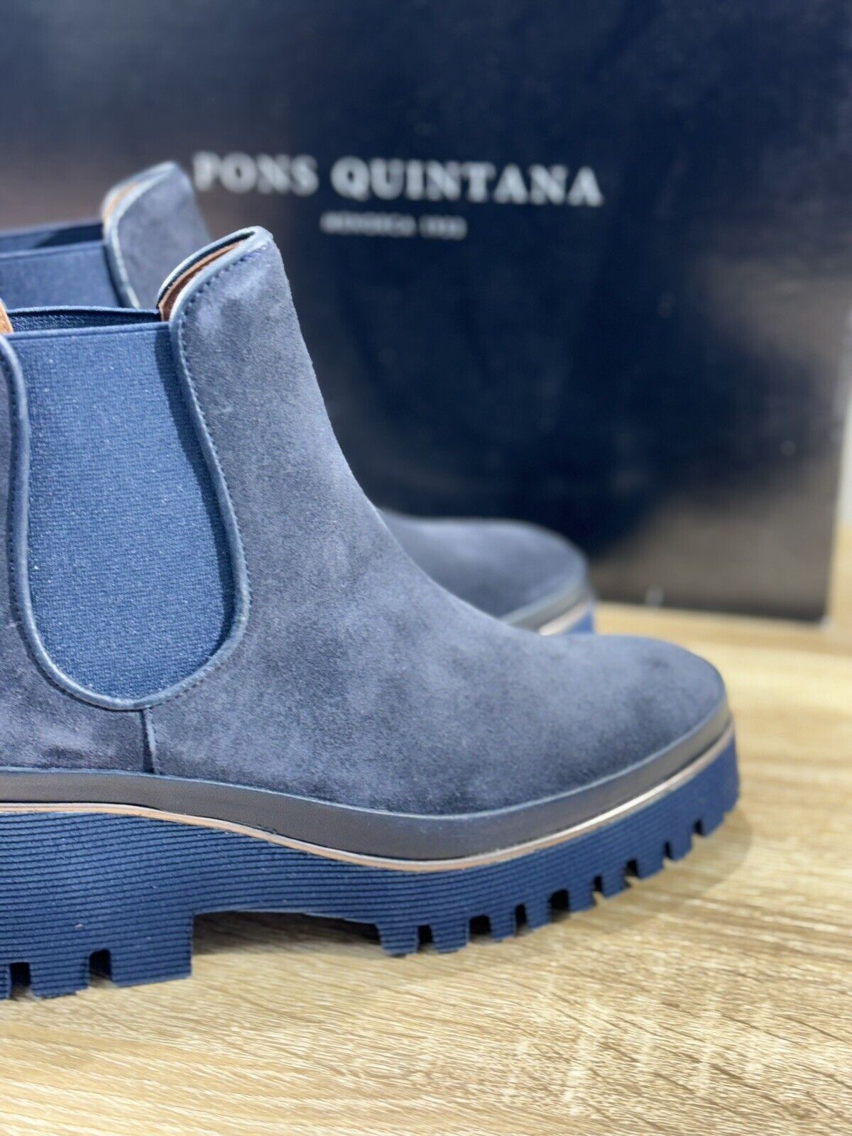 Pons Quintana Stivaletto Donna Carm B Suede Blu  Zeppa  Luxury Boot 36