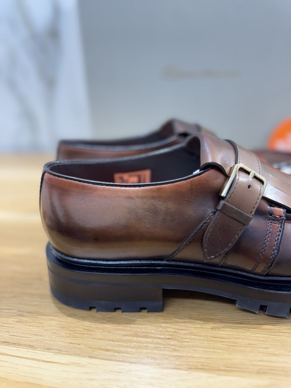 Santoni Mocassino Frangia Pelle Cuoio Anticato Luxury Santoni Scarpa Uomo 44