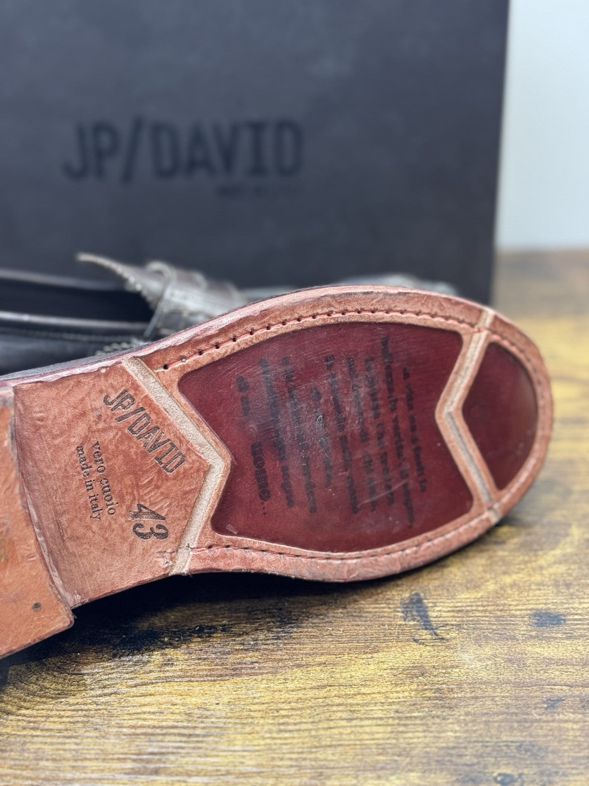 Jp David Mocassino Pelle Testa Moro 100% Made In Italy Casual 43