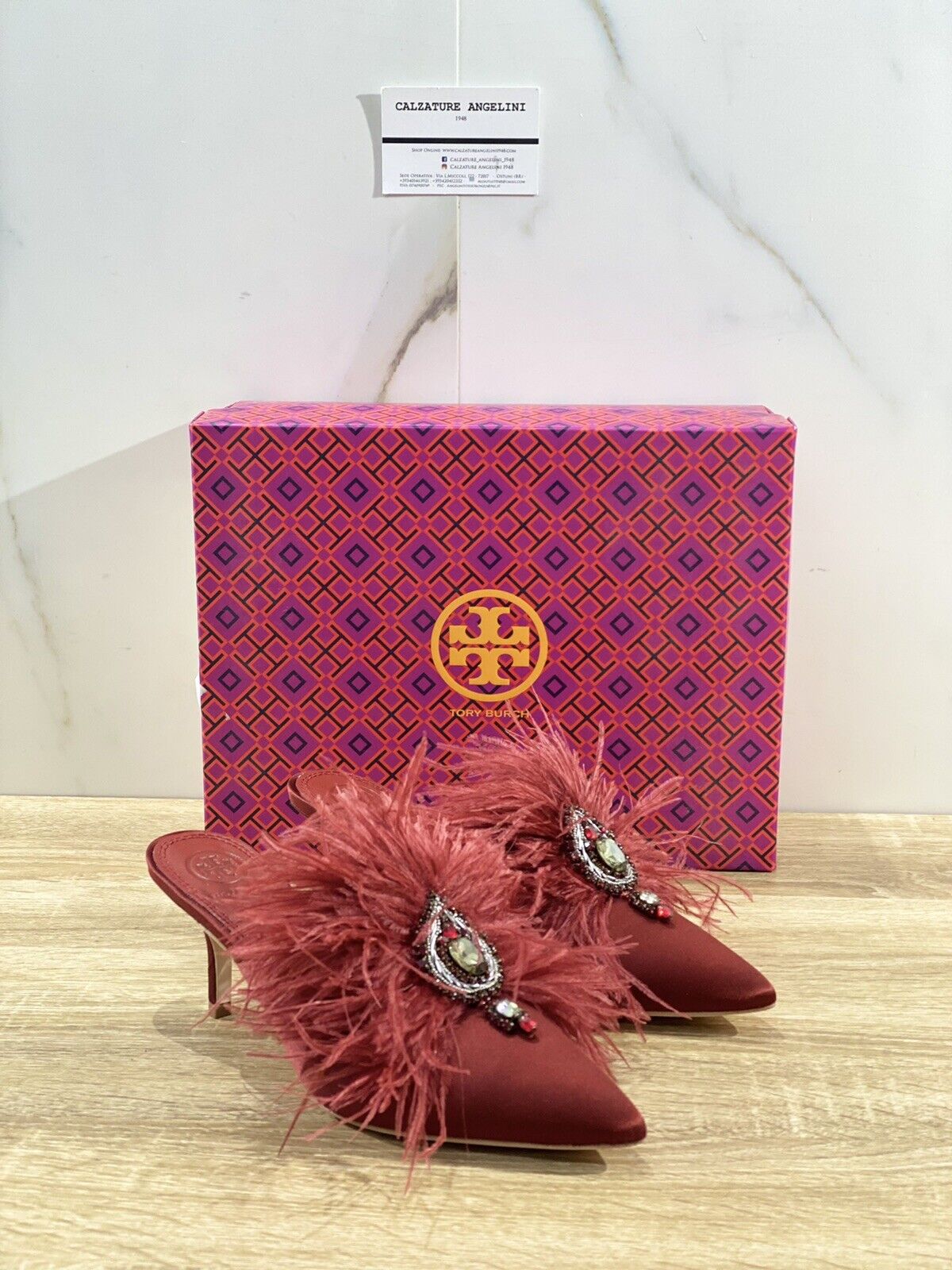 Tory Burch Elodie 65 MM Mule In Seta Bordo’ Luxury 47464 Donna 37.5