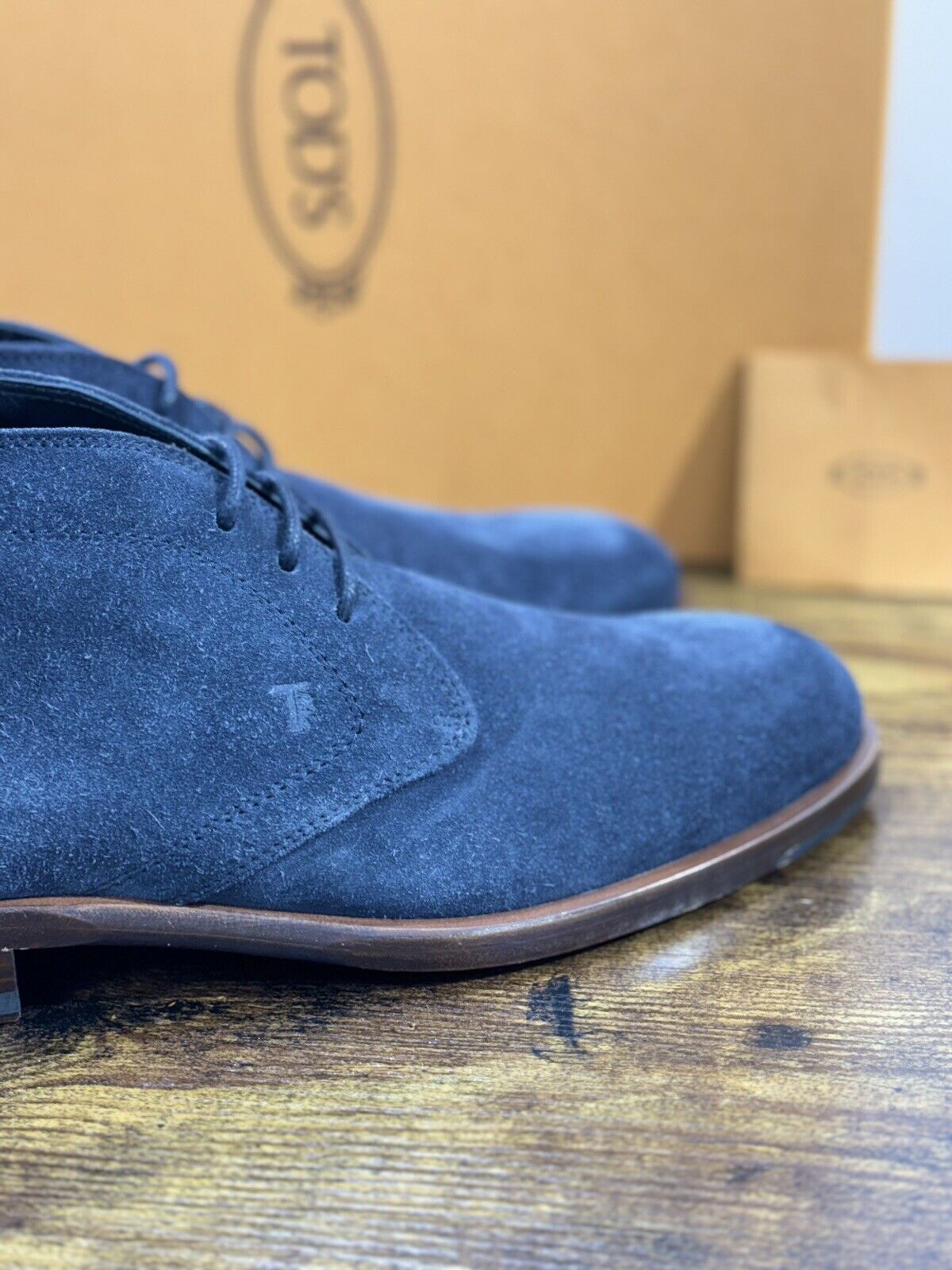 Tod’s Polacco Casual Suede  Pelle Blu Luxury Tod’s Boot Men 41