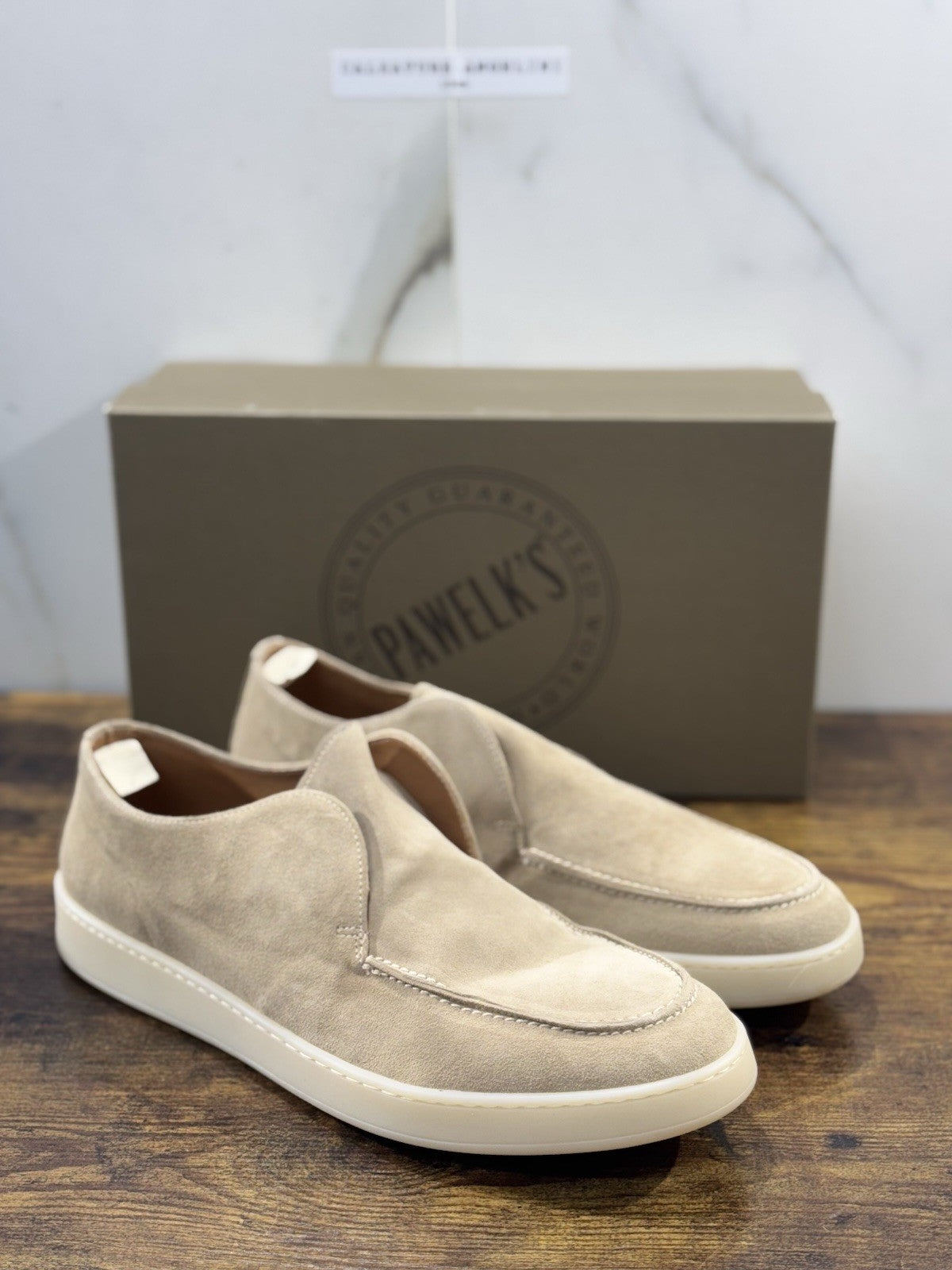 Pawelk’s Mocassino Slip On Suede Beige    Made  In Italy Ultra Flexible Uomo 45