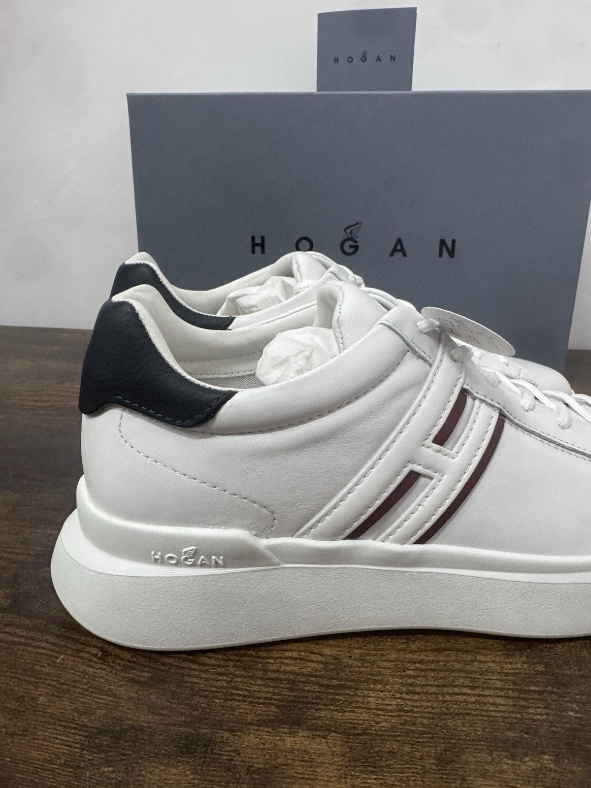 Hogan H580  sneaker Pelle Blu Bianco    memory foam Luxury HoganShoes Uomo 43