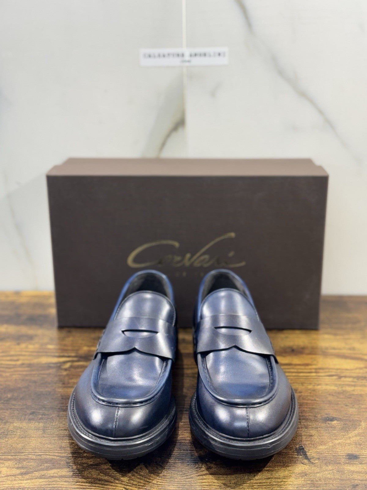 Corvari Mocassino Uomo  Pelle Blu   Luxury Men  Shoes 44
