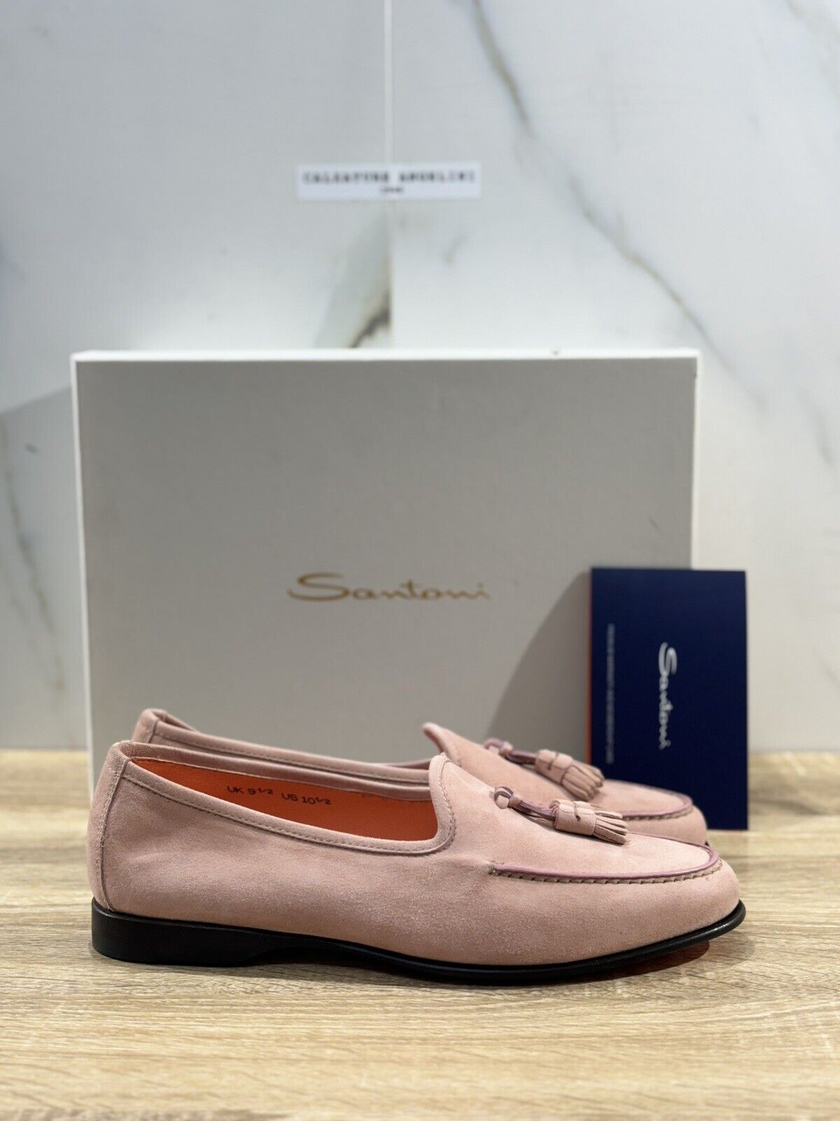 Santoni Mocassino   Uomo  Light Pink Suede   Men Shoes Santoni Goodyear 40