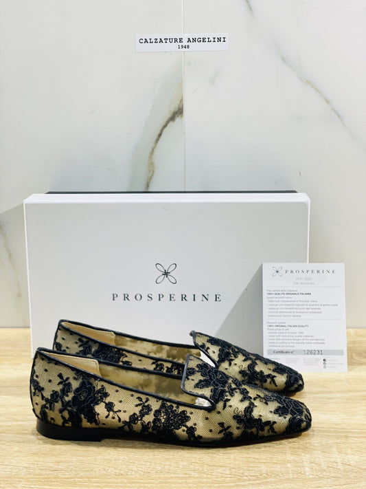 Prosperine Donna  Ballerina Lavorazione Sacchetto Pizzo Rete Nero 39