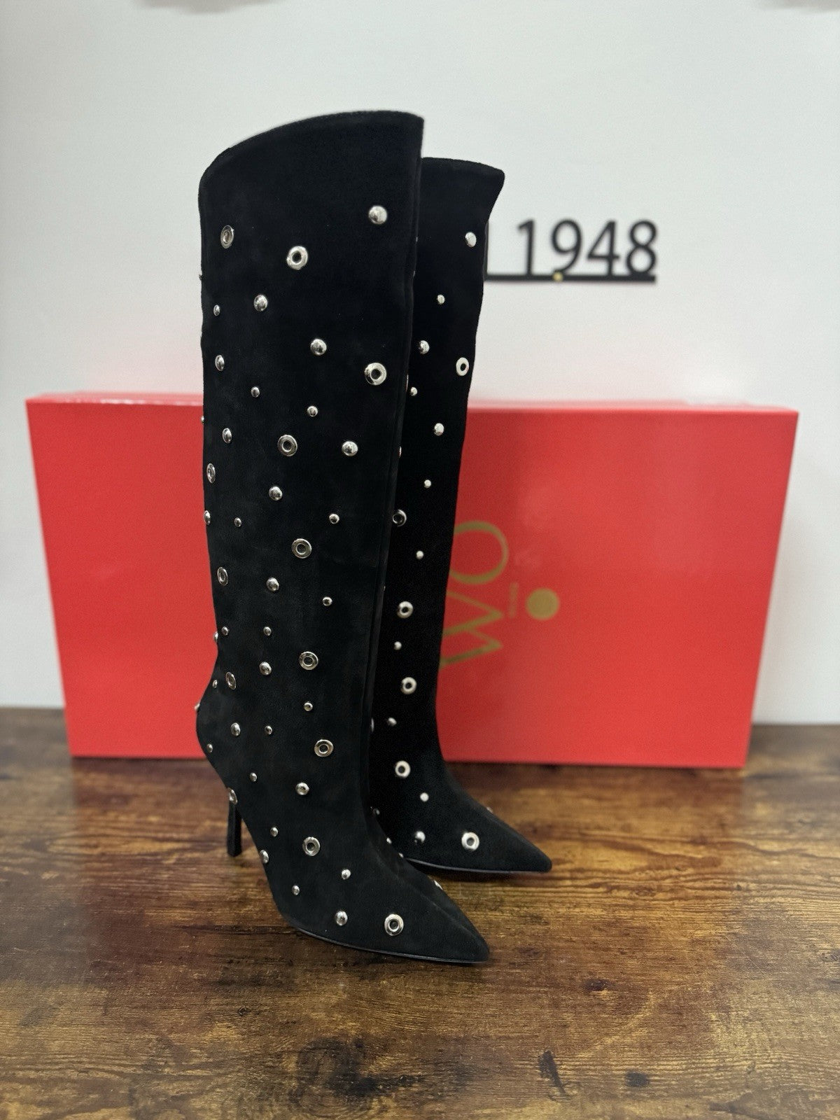 WO MILANO STIVALE SUEDE NERO BORCHIE CASUAL BOOT DONNA 38