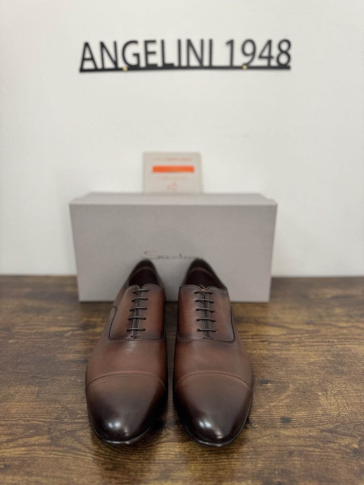 Santoni Stringata In Pelle Marrone  Luxury Scarpa Santoni Uomo 45